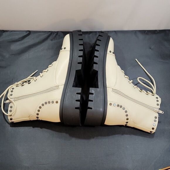 BRAND NEW SHU SHOP STUDDED LACE UP COMBAT BOOT - Picture 9 of 16